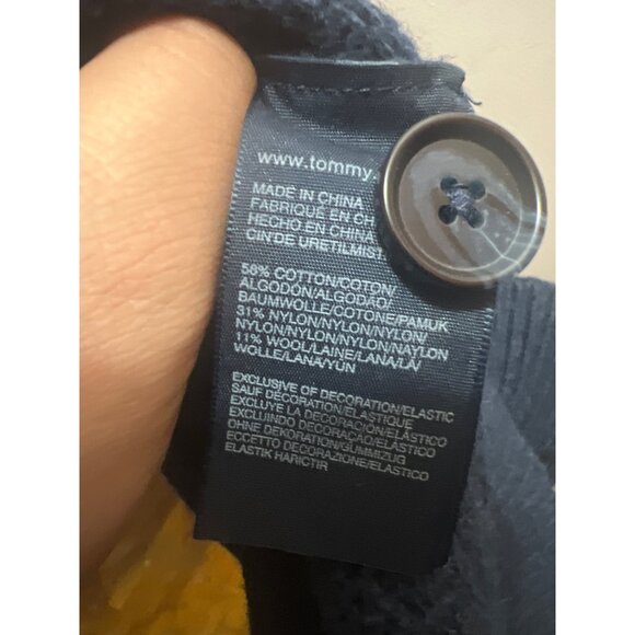 Tommy Hilfiger Navy & Gray Button-Up Cardigan Sweater L 100% Cotton Mens Fair Is - Picture 4 of 5